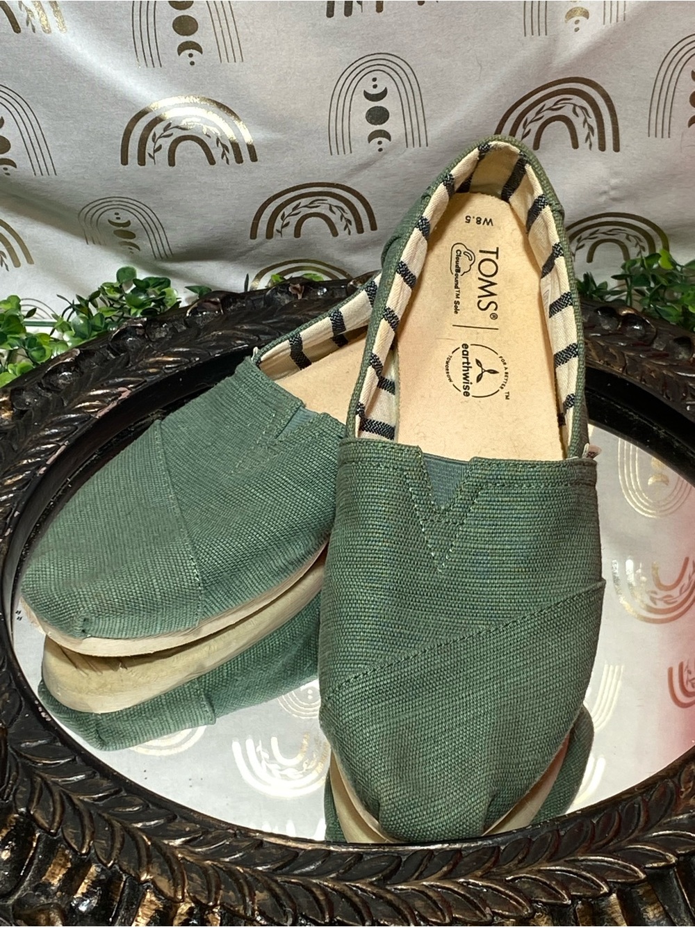 Toms Olive Canvas Classic Slip-On Flats